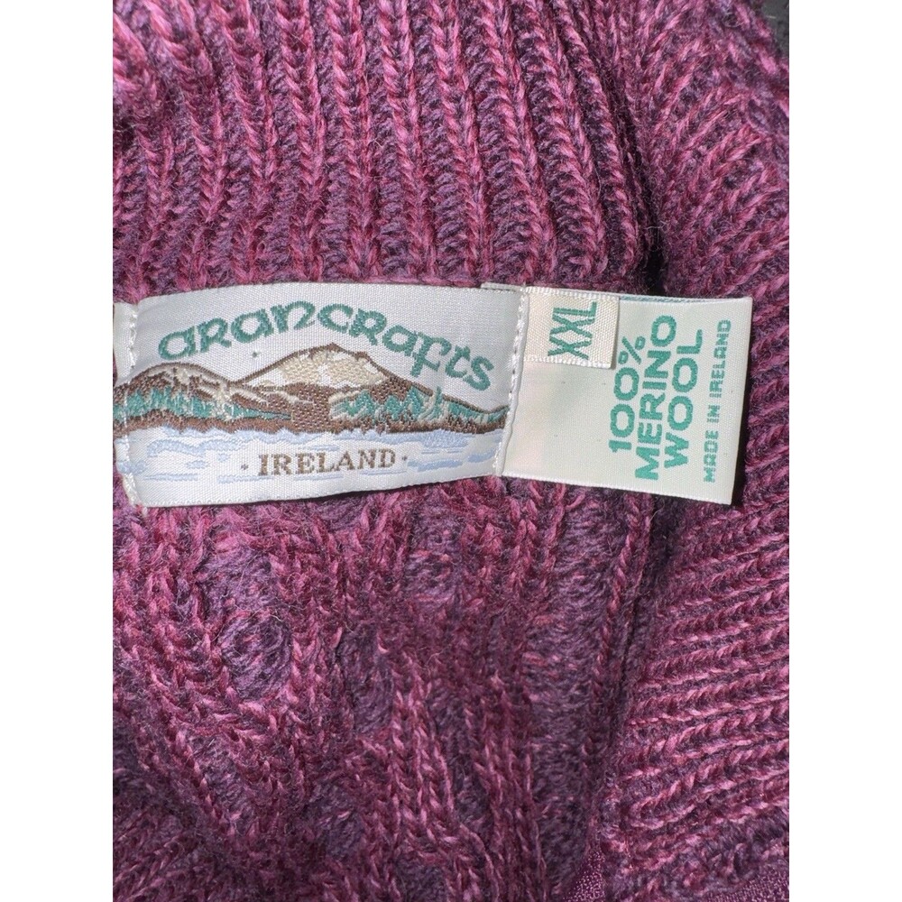 Aran Crafts Ireland Women XXL Merino Wool Zip Cardigan Sweater Fisherman Cable - Picture 6 of 10